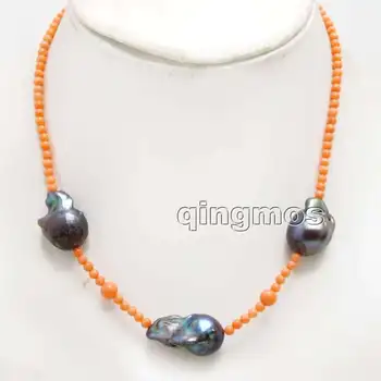 Big 14*25mm Black Baroque Natural Nuclear pearl and 3-4mm Pink Round Coral 18'' Necklace-nec6417 wholesale/retail Free shipping
Big 14*25mm Black Baroque Natural Nuclear pearl and 3-4mm Pink Round Coral 18'' Necklace-nec6417 wholesale/retail Free shipping