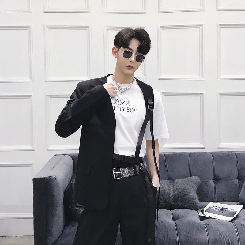 Men asymmertrical design hip hop punk blazer nightclub DJ singer stage costume men casual irregular ribbon slim fit suit jacket
Men asymmertrical design hip hop punk blazer nightclub DJ singer stage costume men casual irregular ribbon slim fit suit jacket
