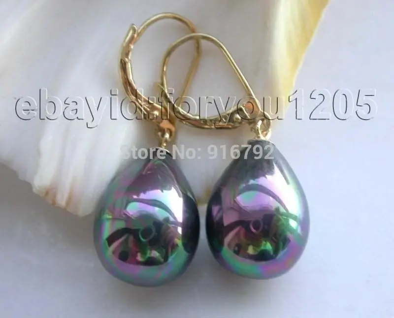 Wholesale beautiful Natural 12x17mm Black Drip Shell Pearl Earrings -Top quality free shipping | Украшения и аксессуары
