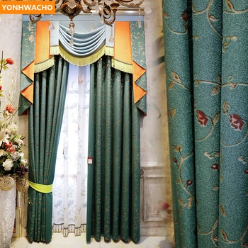 Custom curtains European simple modern villa embroidered soundproofing green cloth blackout curtain tulle valance drape B207
Custom curtains European simple modern villa embroidered soundproofing green cloth blackout curtain tulle valance drape B207