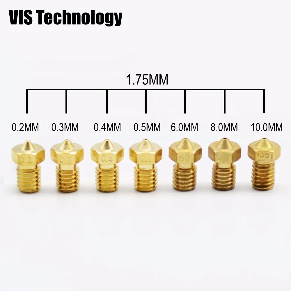 10pcs/lot 3D printer nozzle 0.2/0.3/0.4/0.5mm J-head V5/V6 Extruder nozzle For 1.75mm Filament Makerbot RepRap
10pcs/lot 3D printer nozzle 0.2/0.3/0.4/0.5mm J-head V5/V6 Extruder nozzle For 1.75mm Filament Makerbot RepRap