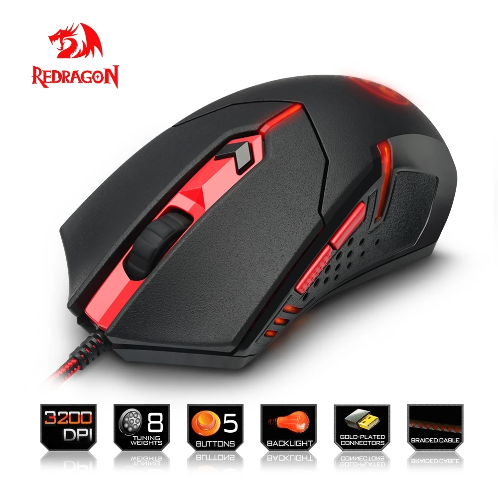 Redragon CENTROPHORUS M601 USB Gaming Mouse Wired 3200DPI 5 Buttons Ergonomic For Computer Programmable Mice Gamer LOL PC
Redragon CENTROPHORUS M601 USB Gaming Mouse Wired 3200DPI 5 Buttons Ergonomic For Computer Programmable Mice Gamer LOL PC