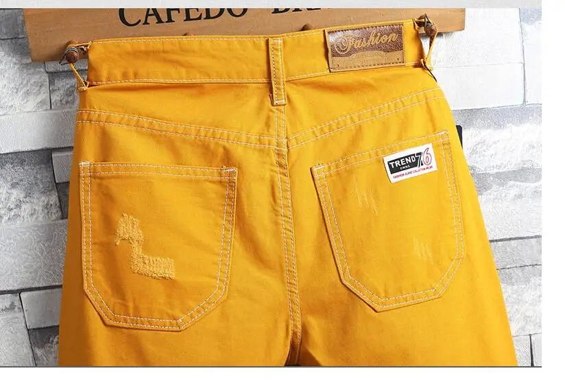 mens yellow denim shorts