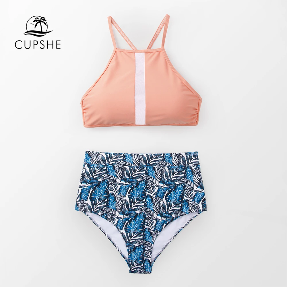 CUPSHE Solid And Print High-waisted Halter Bikini Sets Women Boho Two Pieces Swimsuits 2019 Girl Beach Bathing Suits Swimwear
CUPSHE Solid And Print High-waisted Halter Bikini Sets Women Boho Two Pieces Swimsuits 2019 Girl Beach Bathing Suits Swimwear