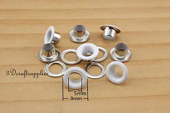 eyelets metal with washer grommets white round 80 sets 5 mm K150 
eyelets metal with washer grommets white round 80 sets 5 mm K150