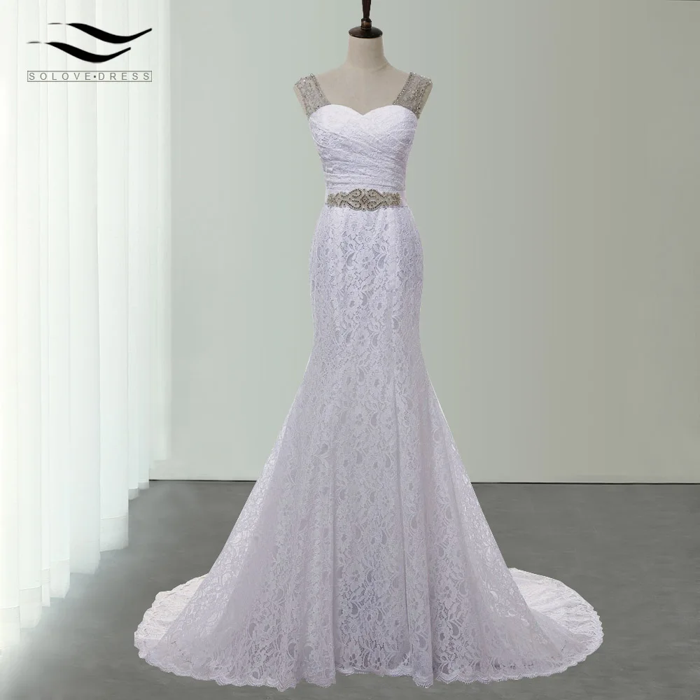 Sweetheart Neck Cap Sleeves Beads Zipper Mermaid Wedding Dress with Sashes Lace 2017 Bridal Gown vestido De noiva SLD-W828
Sweetheart Neck Cap Sleeves Beads Zipper Mermaid Wedding Dress with Sashes Lace 2017 Bridal Gown vestido De noiva SLD-W828