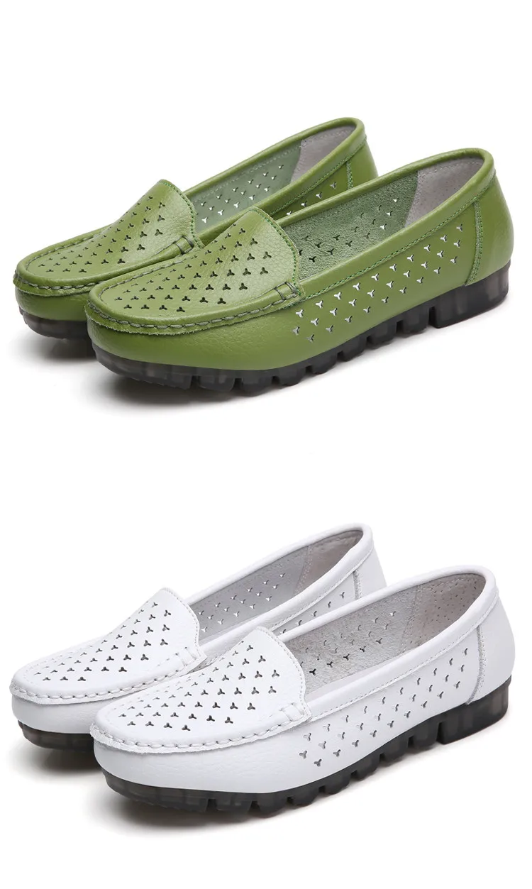 AH 201-1-2019 New Genuine Leather Cut Outs Women Summer Loafers-22