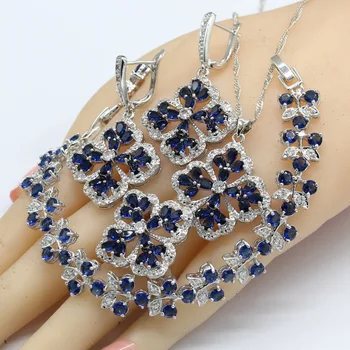 Silver Color Jewelry Sets Women Dark Blue Semi-precious Necklace Pendant Bracelets Earrings Rings 2018 Luxury Christmas Gift
Silver Color Jewelry Sets Women Dark Blue Semi-precious Necklace Pendant Bracelets Earrings Rings 2018 Luxury Christmas Gift