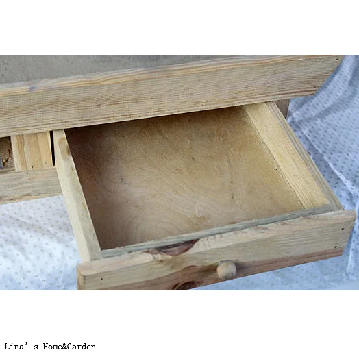 antique vintage solid rectangular wooden tray with 2 drawers (5)