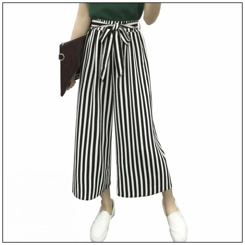 2019 Spring Summer Women Fashion Office Loose Leg Pants Strip Ankle-Length Feminina High Elastic Waist Bowknot Belt Casual Pants
2019 Spring Summer Women Fashion Office Loose Leg Pants Strip Ankle-Length Feminina High Elastic Waist Bowknot Belt Casual Pants