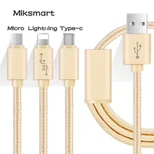 3 in 1 Multi USB Charger Cable With Lightning /Micro/Type-c USB Multiple Connector Cable Charging Cord For Most Kinds Of Phones