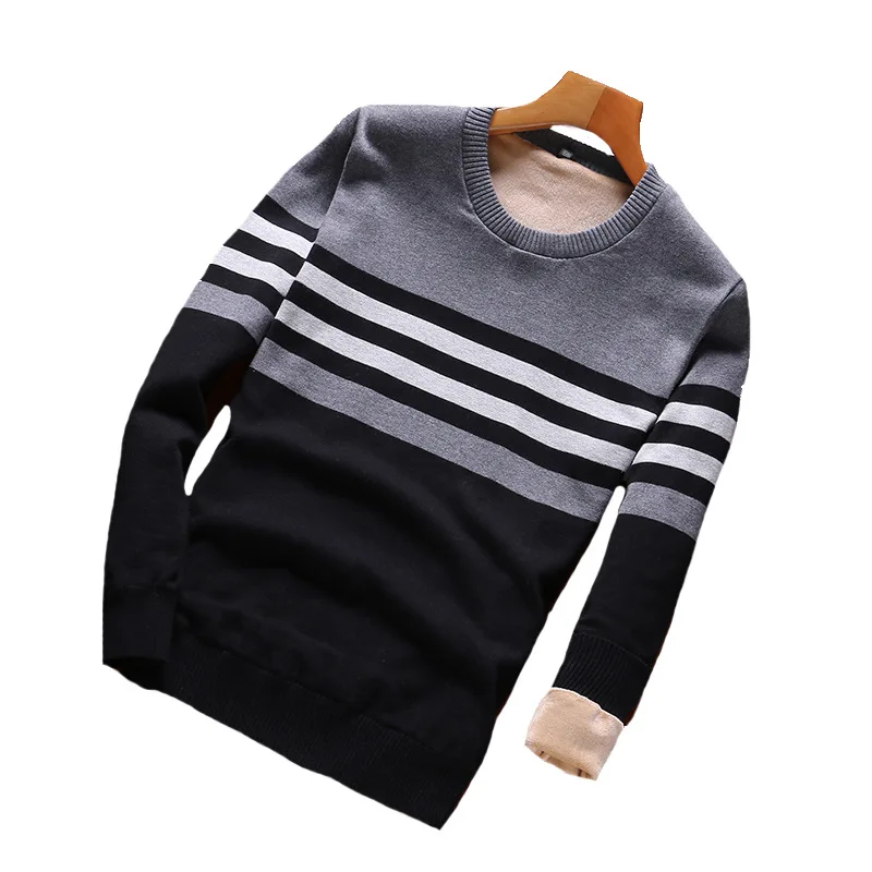2019 winter new plus velvet men sweater men warm sweater Korean youth striped long-sleeved thick sweater 4XL
2019 winter new plus velvet men sweater men warm sweater Korean youth striped long-sleeved thick sweater 4XL