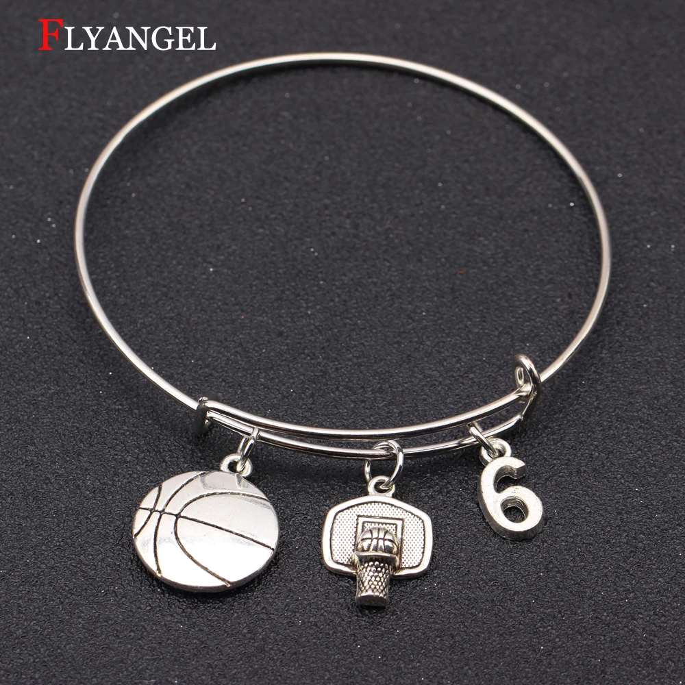 Punk Basketball Charm Bracelets Silver Color Vintage Basketball Hoop Bangles Basketball Custom Numbers Jewelry For Women Men
Punk Basketball Charm Bracelets Silver Color Vintage Basketball Hoop Bangles Basketball Custom Numbers Jewelry For Women Men