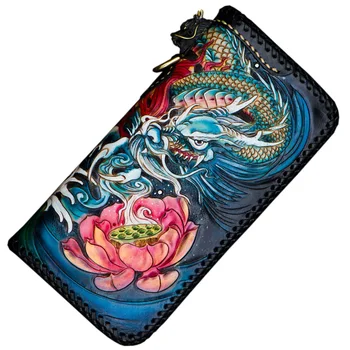 Knitting style Handmade carving Fish Loong Women Wallets Card Holder Purses Men Clutch Vegetable Tanned Leather Beautiful Gift
Knitting style Handmade carving Fish Loong Women Wallets Card Holder Purses Men Clutch Vegetable Tanned Leather Beautiful Gift