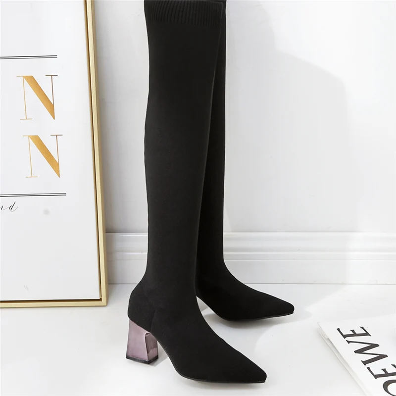 2019 Women Over The Knee Boots Slip-on Thick 8cm High Heels Female Long Sock Stripper Sock Boots Lady Luxury Autumn Stretch Shoe
2019 Women Over The Knee Boots Slip-on Thick 8cm High Heels Female Long Sock Stripper Sock Boots Lady Luxury Autumn Stretch Shoe