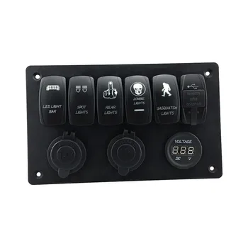 Digital Voltmeter+12V power Socket +Double USB Power Charger Adapter /5 gang blue laser rocker switch Panel Black RV Car Boat
Digital Voltmeter+12V power Socket +Double USB Power Charger Adapter /5 gang blue laser rocker switch Panel Black RV Car Boat