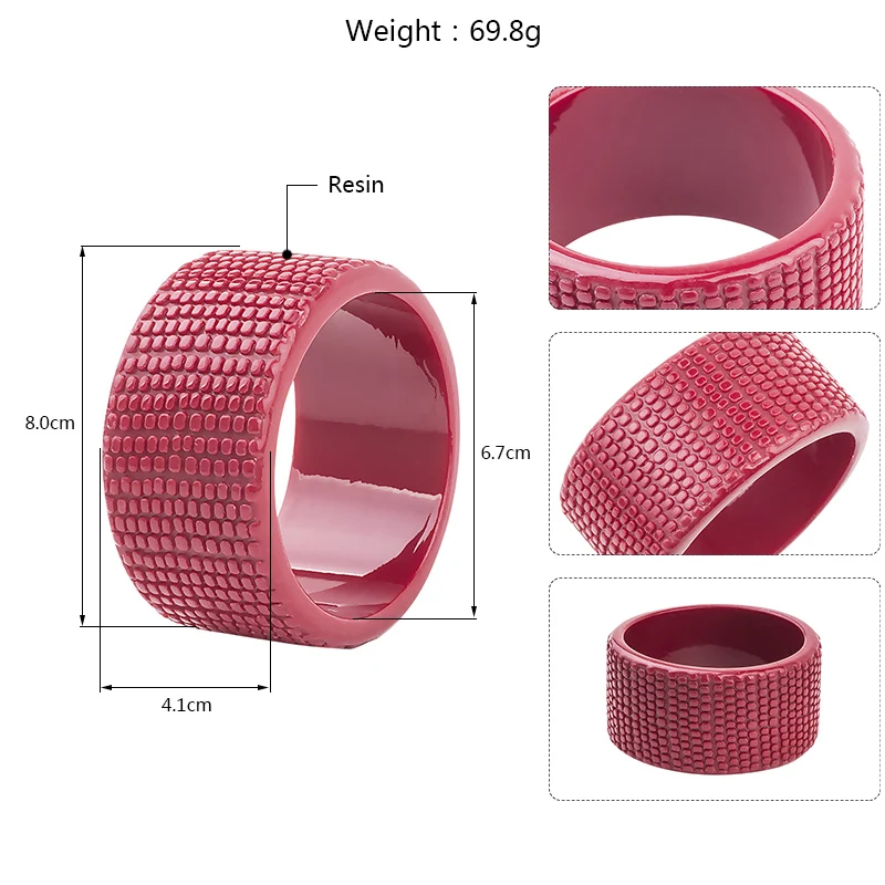 Classic Resin Cuff Engraved Fashion Bracelets Bangles for Women Red Acrylic Wide Bracelets Female Simple Charm Wedding Jewelry (5)