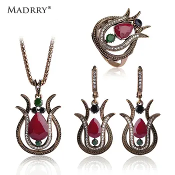 Tulip Vintage Turkish Jewelry Sets Necklace & Earrings & Ring Luxury Resin Crystal Red Blue jewelry Bijuterias Women Collar Sets 
Tulip Vintage Turkish Jewelry Sets Necklace & Earrings & Ring Luxury Resin Crystal Red Blue jewelry Bijuterias Women Collar Sets