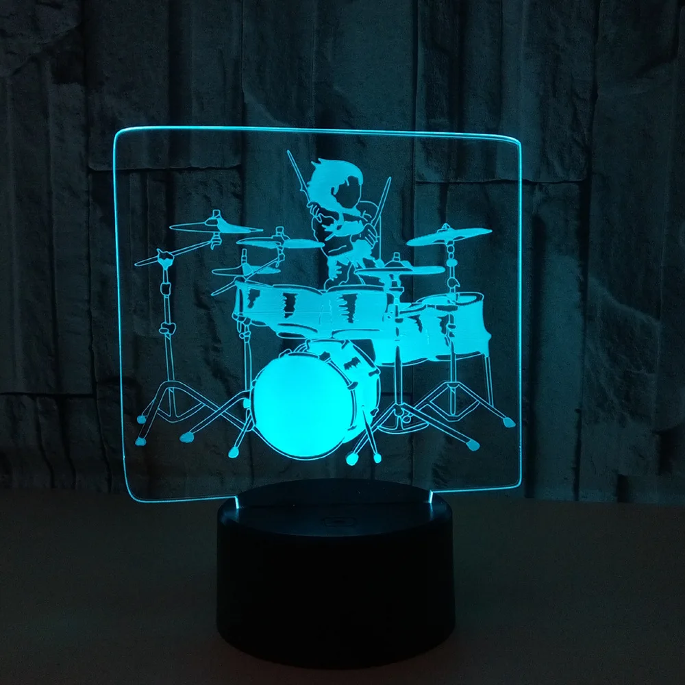 

Frame Drum 3d Lamp Novelty Luminaria Led Usb 3d Light Fixtures Kids Room Remote Touch switch 7 color change Led Night Light