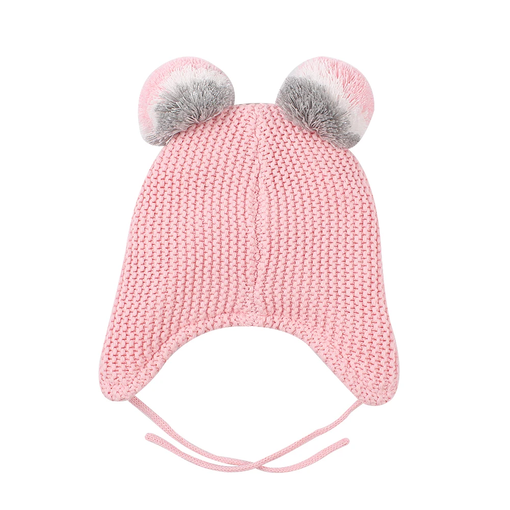 Winter Warm Baby Beanie Hat Cute Earflap Toddler Girls Hat with Pompom Fleece Lined Knit Kids Boys Hat Baby Girls Clothing 6-24M (15)