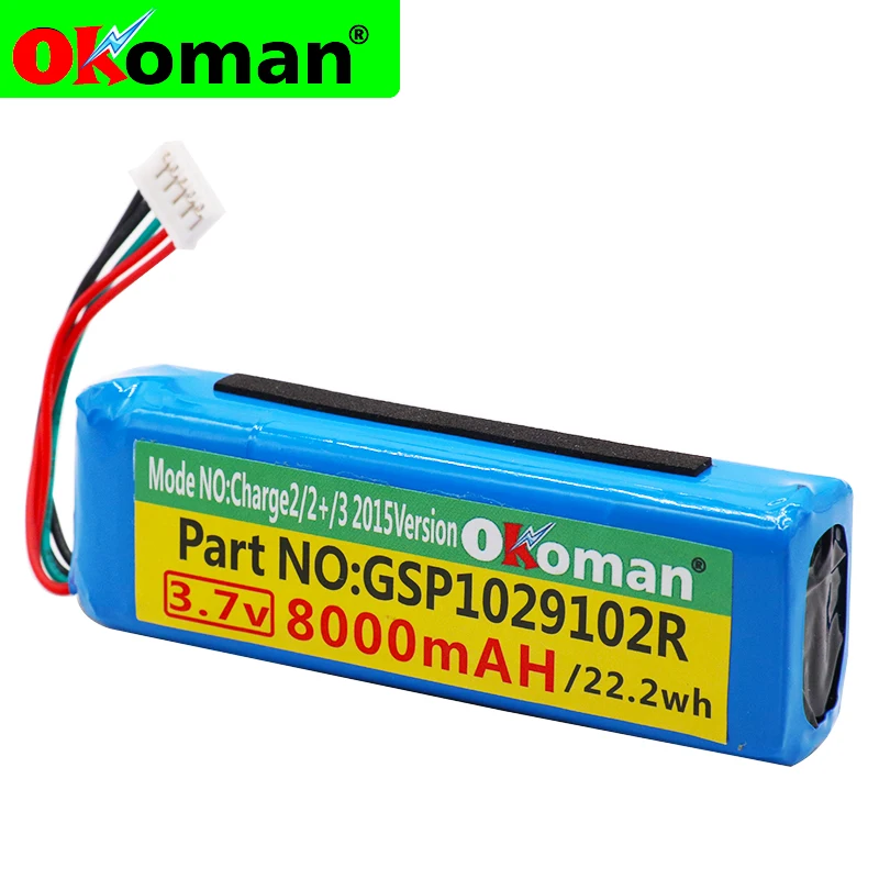 100% new 8000mah GSP1029102R battery for JBL Charge 2 Plus,Charge 2+,charge 3 2015 Version GSP1029102R P763098 batteries
100% new 8000mah GSP1029102R battery for JBL Charge 2 Plus,Charge 2+,charge 3 2015 Version GSP1029102R P763098 batteries