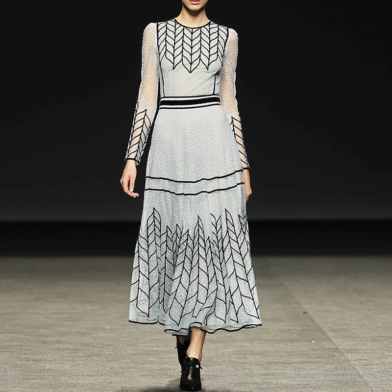 HIGH QUALITY Newest Fashion 2019 Stylish Designer Runway Dress Women's Long Sleeve Embroidery Gauze Dress
HIGH QUALITY Newest Fashion 2019 Stylish Designer Runway Dress Women's Long Sleeve Embroidery Gauze Dress
