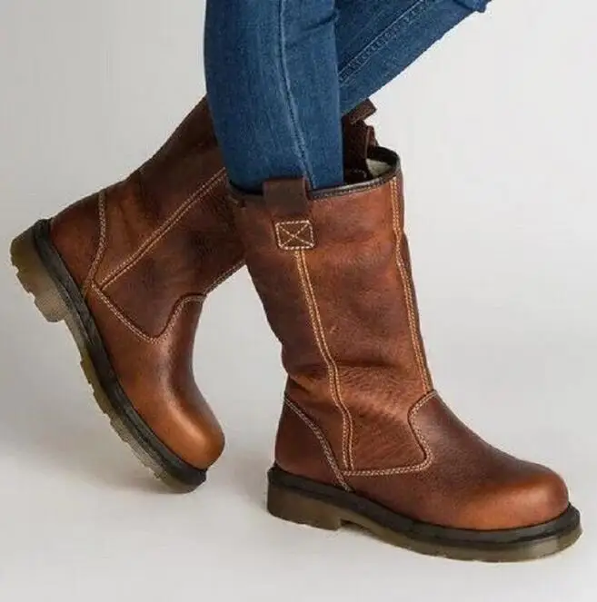 women mid-calf boots zapatos mujer ladies vintage PU leather shoes woman chunky low heels sapato feminino warm booties
women mid-calf boots zapatos mujer ladies vintage PU leather shoes woman chunky low heels sapato feminino warm booties