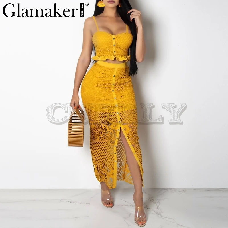 CUERLY Hollow out sexy yellow long dress Women white lace ruffle maxi night dress Bodycon summer red holiday party beach dress 
CUERLY Hollow out sexy yellow long dress Women white lace ruffle maxi night dress Bodycon summer red holiday party beach dress