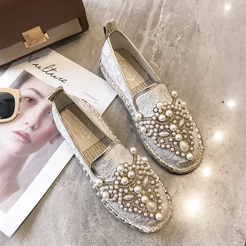 Espadrilles Brand Designer Pearl Spring Women Shoes Fisherman Shoes Canvas Slip-on Casual Comfortable Casual woman Flats Loafers
Espadrilles Brand Designer Pearl Spring Women Shoes Fisherman Shoes Canvas Slip-on Casual Comfortable Casual woman Flats Loafers