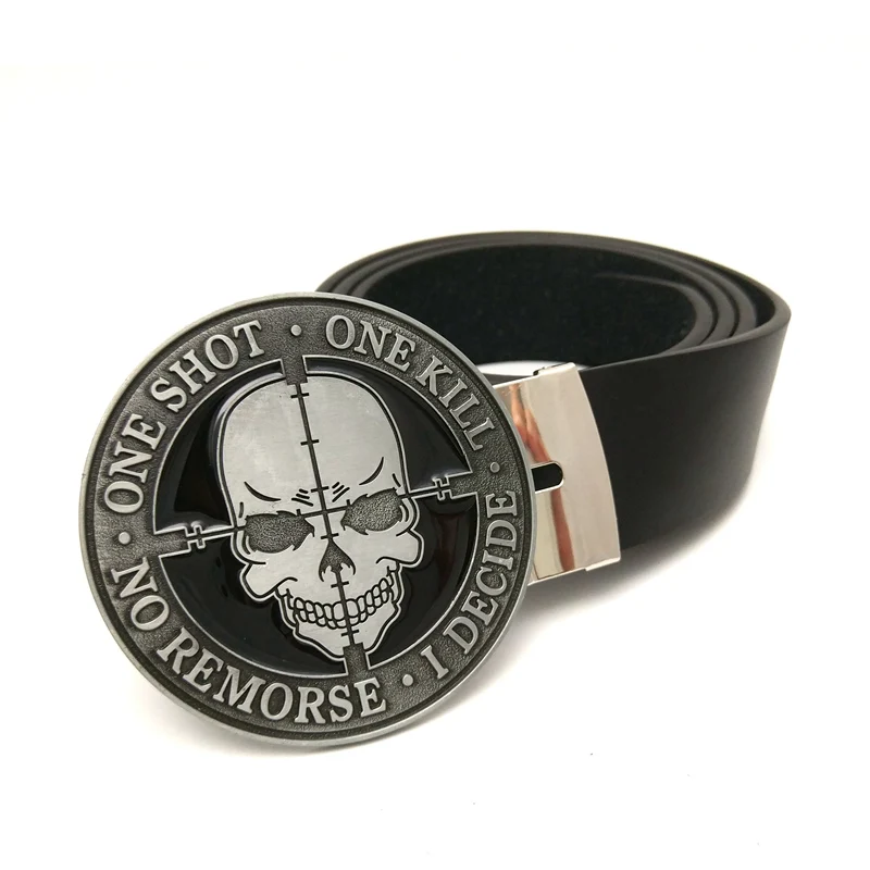 Drop shipping skull belts for men Pu leather belt men Tactical military Style One Shot One Kill No Remorse I decide belt buckle
Drop shipping skull belts for men Pu leather belt men Tactical military Style One Shot One Kill No Remorse I decide belt buckle