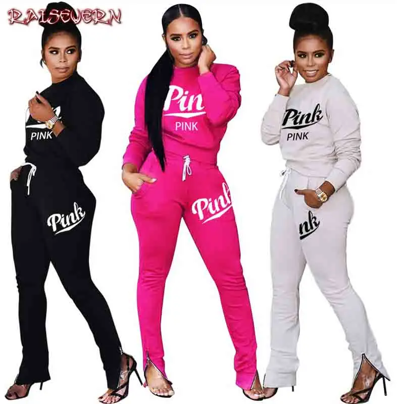 RAISEVERN Two Piece Set Short Crop Tops And Pants Pink Letter Printed Female 2019 Hoodies Sweatshirts Long Sleeve Tracksuit
RAISEVERN Two Piece Set Short Crop Tops And Pants Pink Letter Printed Female 2019 Hoodies Sweatshirts Long Sleeve Tracksuit