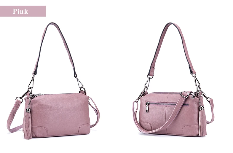 Lomelobo Women Messenger Bag Genuine Leather Ladies Shoulder Bags Handbag Female Hobos Bag Litchi Pattern +Tassel Crossbody Bags HBL5555 Details (18)