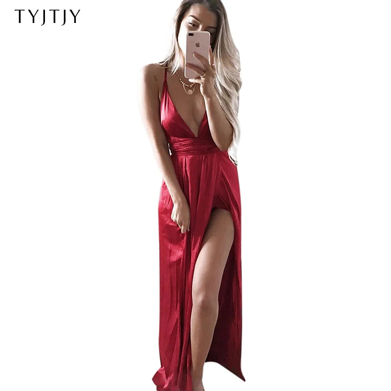 Elegant backless satin long dress Women evening summer dress Party sexy black red maxi dresses vestidos pajamas
Elegant backless satin long dress Women evening summer dress Party sexy black red maxi dresses vestidos pajamas