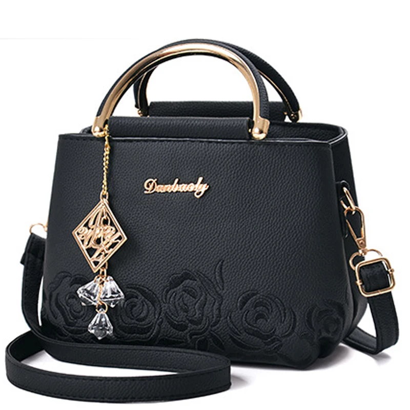 Women Leather Shoulder Bag Crossbody Handbag Women's Flower Embroideried Pendant Rivets Boston Ladies Fashion
Women Leather Shoulder Bag Crossbody Handbag Women's Flower Embroideried Pendant Rivets Boston Ladies Fashion