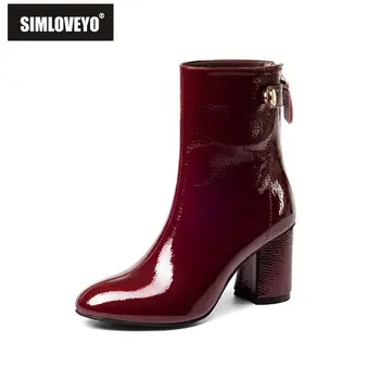 SIMLOVEYO Women Genuine leather Ankle boots Pointed toe Sexy Cool Zipper block high heel boots woman Botas feminino mujer C501
SIMLOVEYO Women Genuine leather Ankle boots Pointed toe Sexy Cool Zipper block high heel boots woman Botas feminino mujer C501