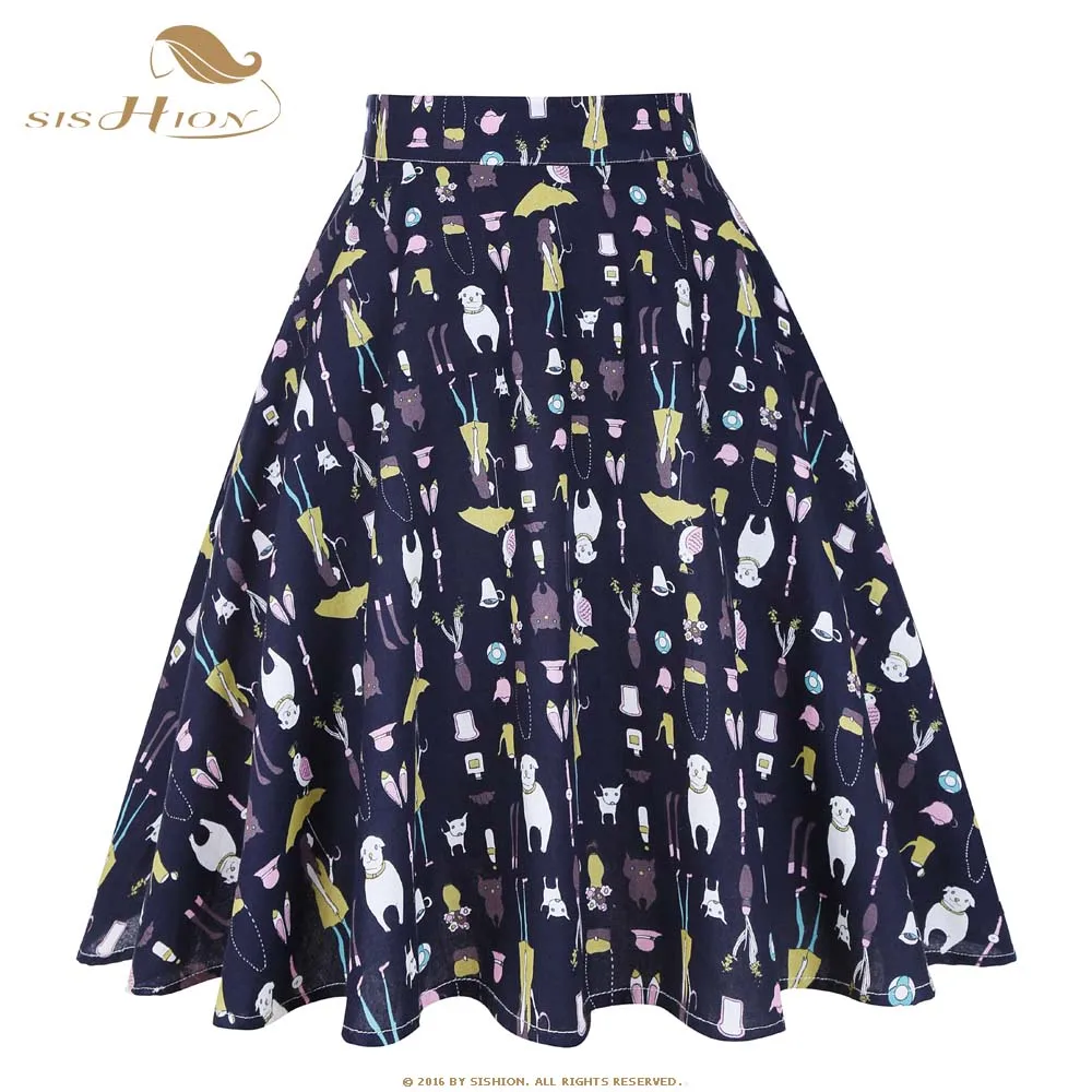 SISHION 2019 Summer Skirt 100% Cotton VD0664S2 Navy Blue Swing Dog and Girls Print A-Line Elegant High Waist Vintage Skirt Women
SISHION 2019 Summer Skirt 100% Cotton VD0664S2 Navy Blue Swing Dog and Girls Print A-Line Elegant High Waist Vintage Skirt Women