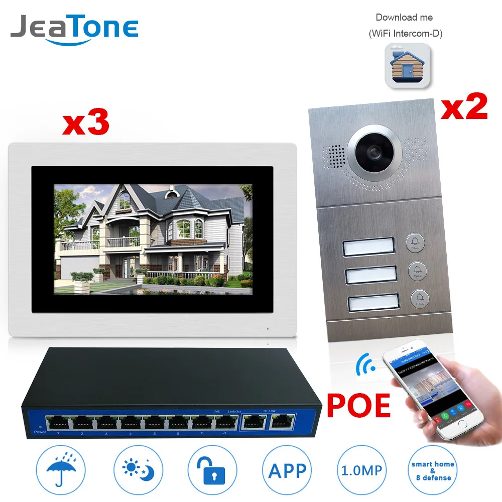 

WIFI Wireless IP Video Door Phone Intercom System 7'' Touch Screen for 3Floors 2doors Apartment/8 Zone Alarm Support Smart Phone