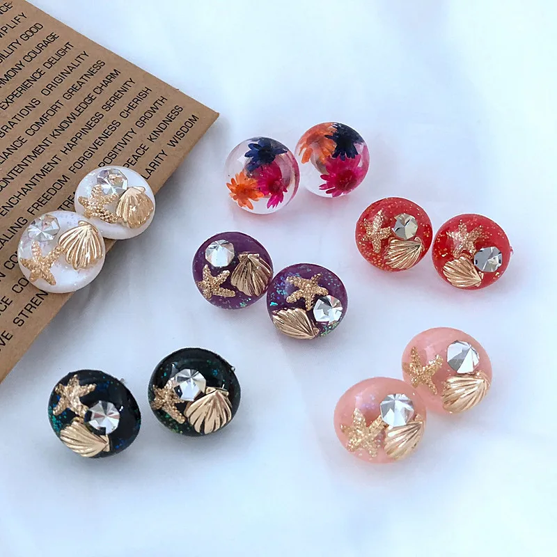 UJBOX Multicolor Round Glitter Resin Stud Earrings For Women Korean Seashell Starfish Summer Beach Earrings Wholesale E319
UJBOX Multicolor Round Glitter Resin Stud Earrings For Women Korean Seashell Starfish Summer Beach Earrings Wholesale E319