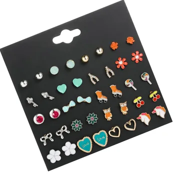 20 Pairs/set Cute Animal Heart Flower Small Stud Earrings For Girls Kids Jewelry Fashion Rhinestone Enamel Earring Set For Women
20 Pairs/set Cute Animal Heart Flower Small Stud Earrings For Girls Kids Jewelry Fashion Rhinestone Enamel Earring Set For Women