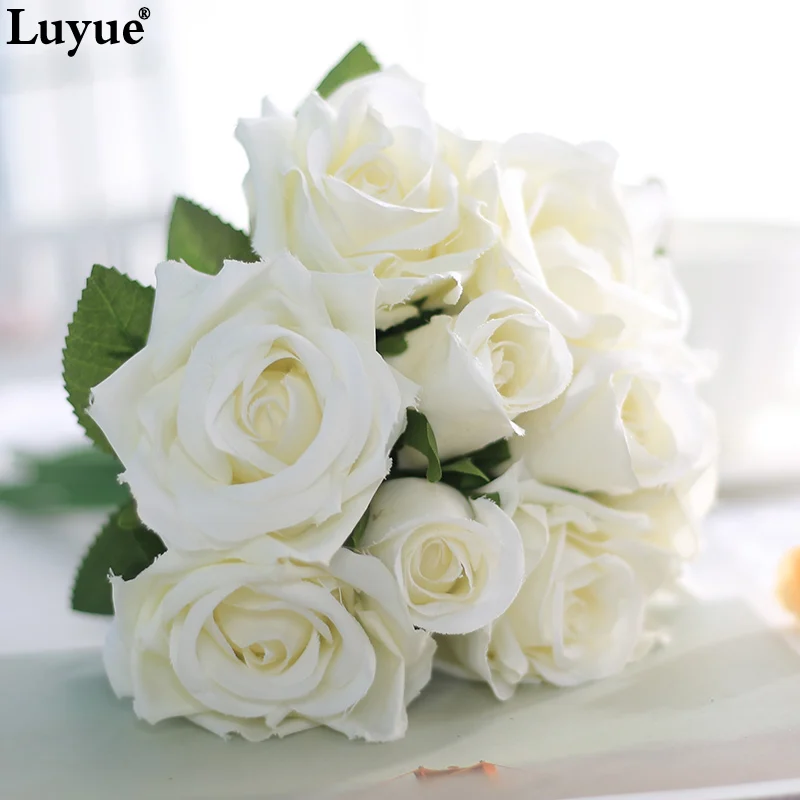 Luyue 9 heads Silk Artificial Rose Flower Wedding Bride Bouquet Rose Flower Fake Simulation Wreath Garlands Plant Home Deco 
Luyue 9 heads Silk Artificial Rose Flower Wedding Bride Bouquet Rose Flower Fake Simulation Wreath Garlands Plant Home Deco