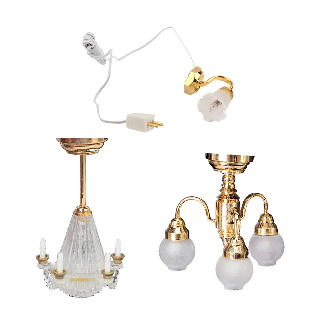European 1/12 Miniature Colored Lamp Dolls House Furniture LED Lighting Accessory 3 Pieces Set European 1/12 Miniature Colored Lamp Dolls House Furniture LED Lighting Accessory 3 Pieces Set