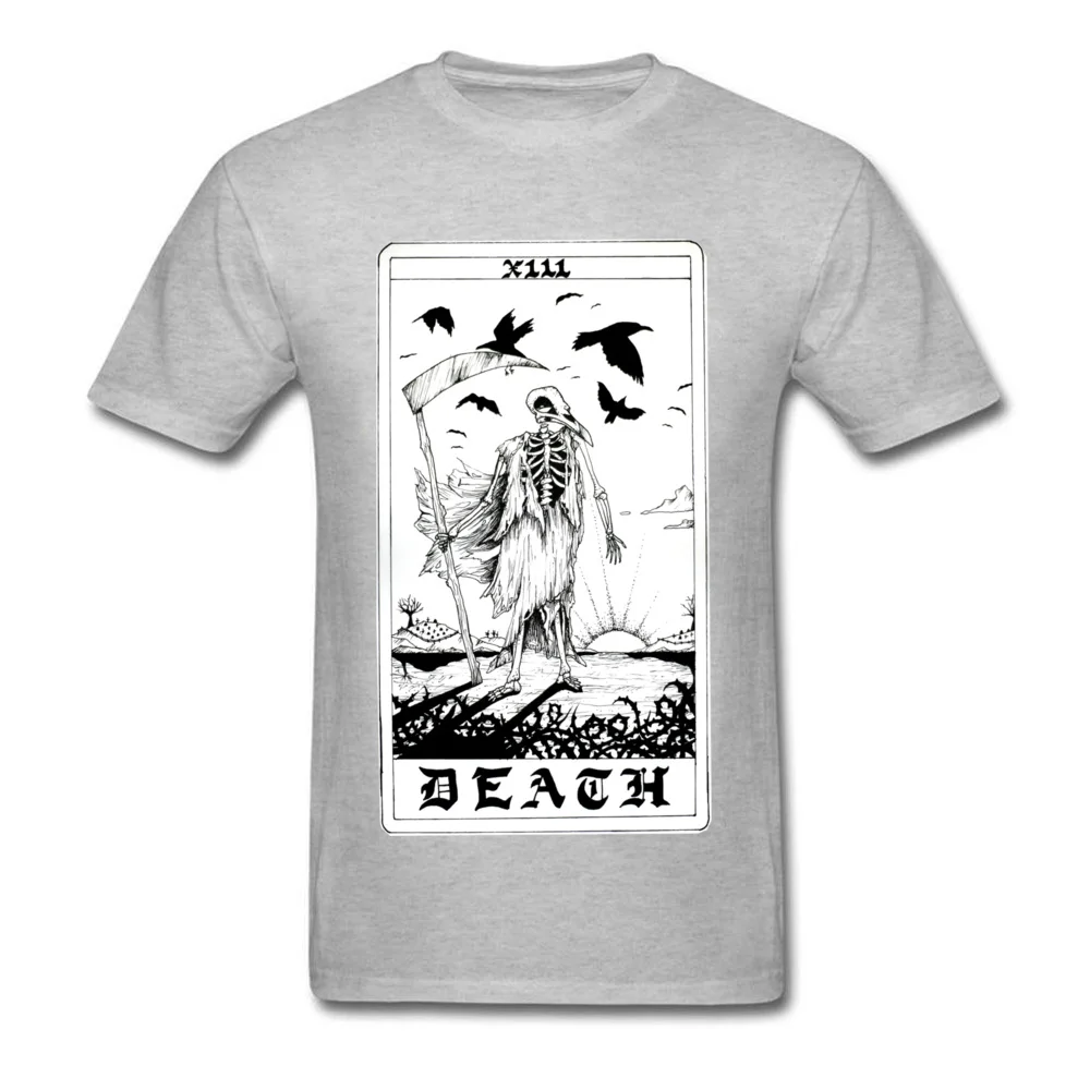 100% Cotton Youth Short Sleeve Death Tarot Card T Shirts Casual Tops & Tees Retro Design O-Neck Tee Shirts Free Shipping Death Tarot Card grey
