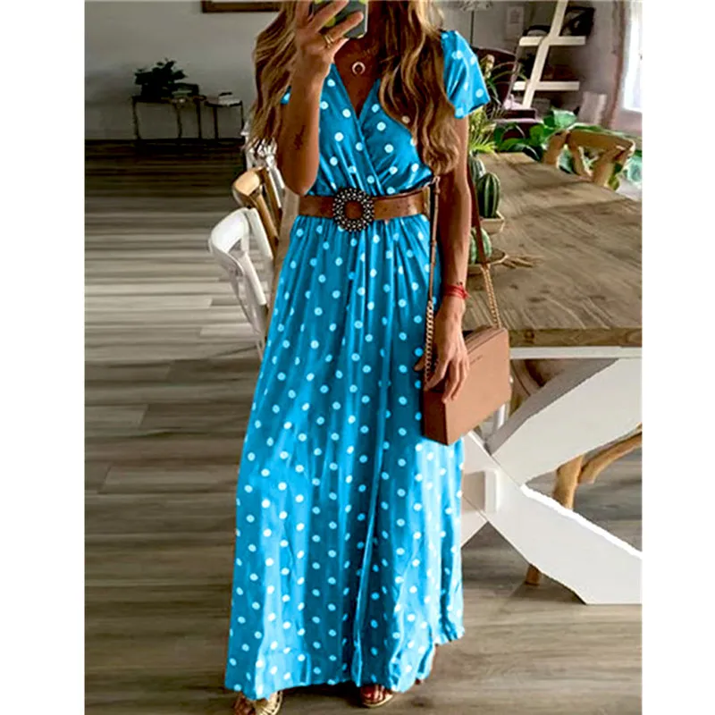Summer Poka Dot Boho Loose Maxi Dress Robe Short Sleeve Women Party Beach Casual Sundress Vestidos Plus Size S-2xl
Summer Poka Dot Boho Loose Maxi Dress Robe Short Sleeve Women Party Beach Casual Sundress Vestidos Plus Size S-2xl