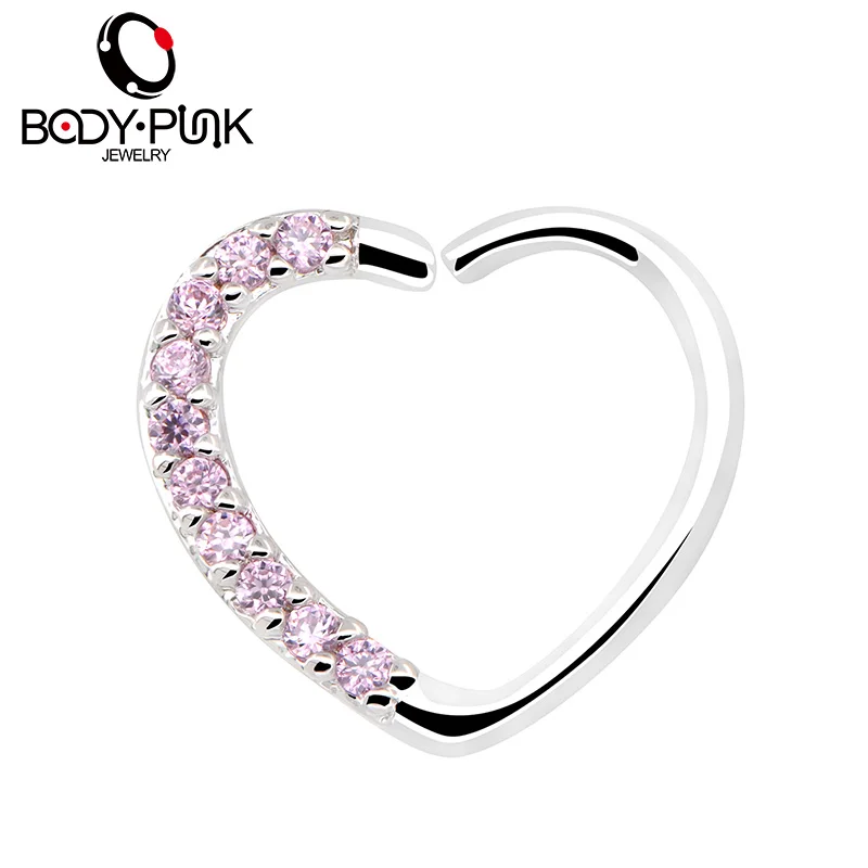 Heart Right Closure Daith Cartil Tragus Hinged Segment Ring Piercing Body Jewelry Nose Septum Lip Nipple 16 Gauge Cartilage Ring   (19)