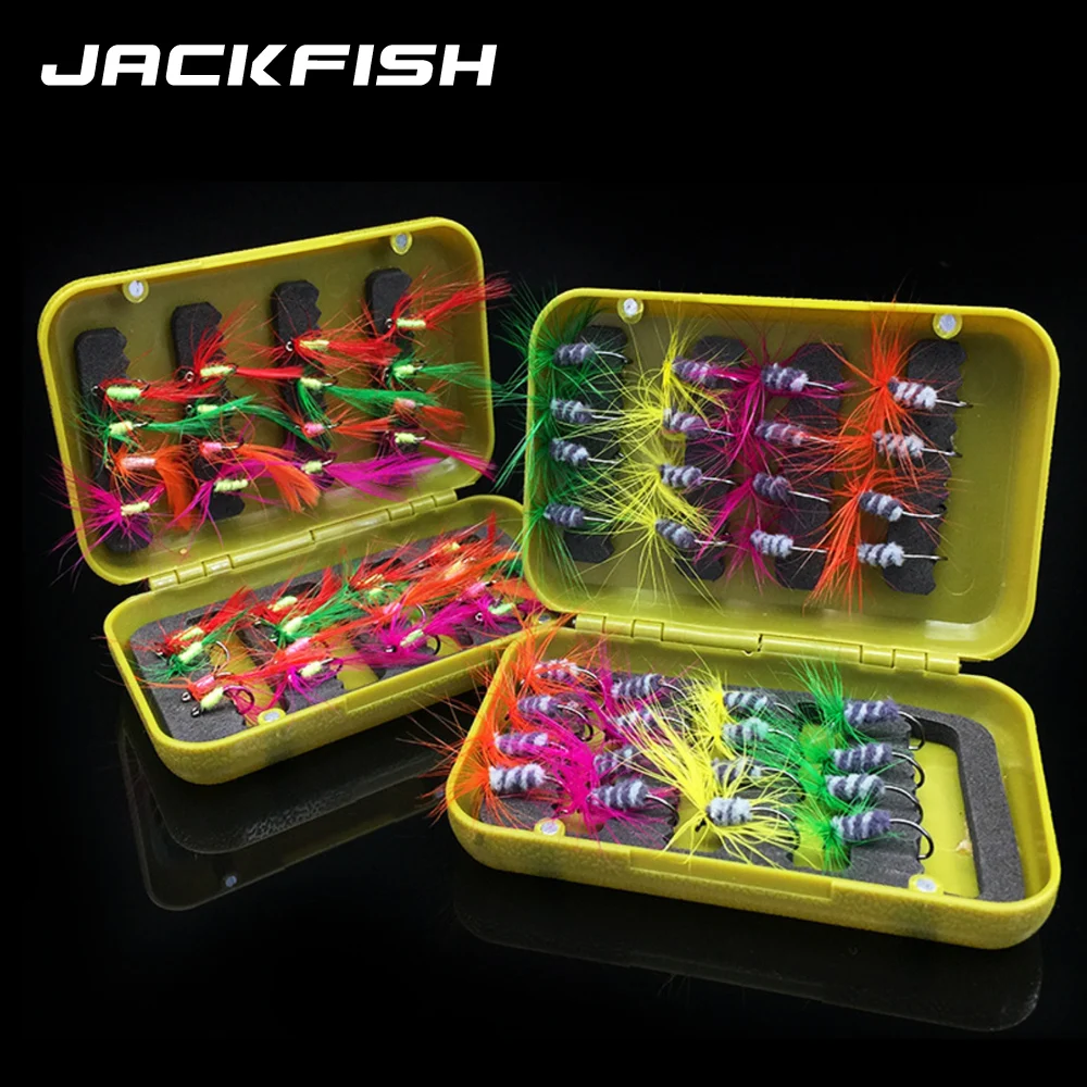 JACKFISH 32pcs/lot Fly Fishing Lure Trout Single Dry Ice Fishing Lures Artificial Bait with Waterproof Box Pesca Fishing Tackle
JACKFISH 32pcs/lot Fly Fishing Lure Trout Single Dry Ice Fishing Lures Artificial Bait with Waterproof Box Pesca Fishing Tackle
