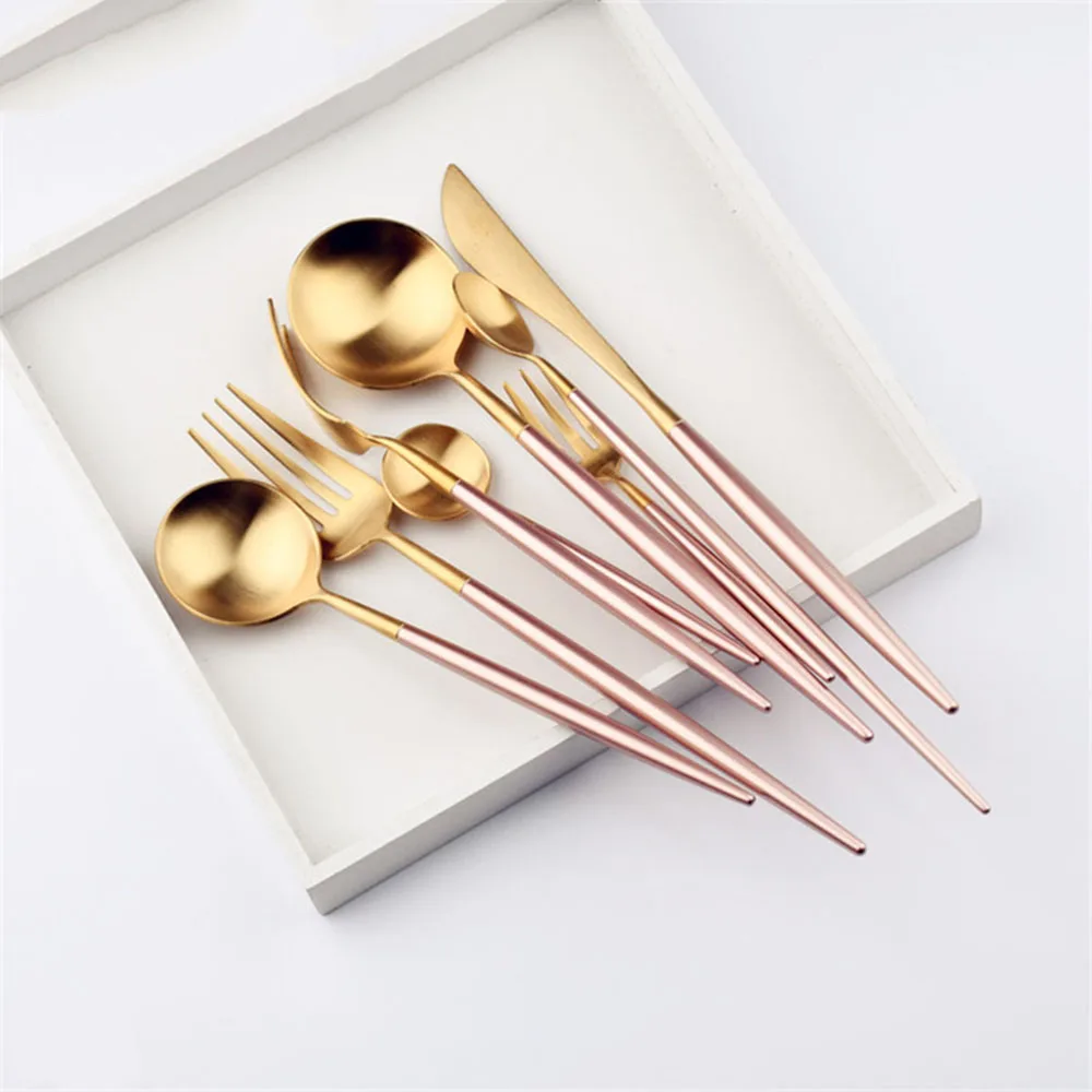 Fancy Design The Pink Handle Golden Sets Cutlery Knife Fork Dinneware Western Teaspoons Tableware For Wedding Party
Fancy Design The Pink Handle Golden Sets Cutlery Knife Fork Dinneware Western Teaspoons Tableware For Wedding Party