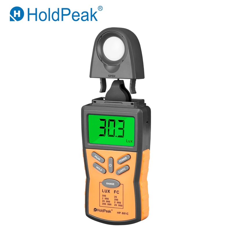 HoldPeak HP-881C Digital Lux Meter Photometer Illuminometer Spectrophotometer High Precision Light Meter 200,000 LUX/FC
HoldPeak HP-881C Digital Lux Meter Photometer Illuminometer Spectrophotometer High Precision Light Meter 200,000 LUX/FC