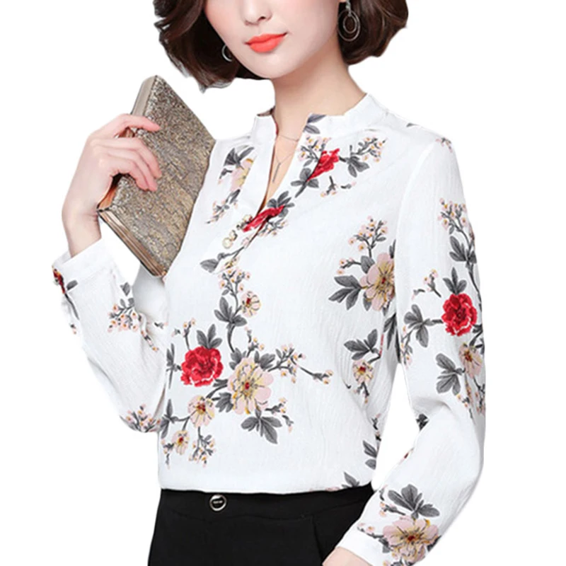 Plus size 3XL Spring Shirt Women Blouse Long Sleeve Flower Print Chiffon Blouses Office Blouse Top Blusas Femininas Cloting Tops
Plus size 3XL Spring Shirt Women Blouse Long Sleeve Flower Print Chiffon Blouses Office Blouse Top Blusas Femininas Cloting Tops