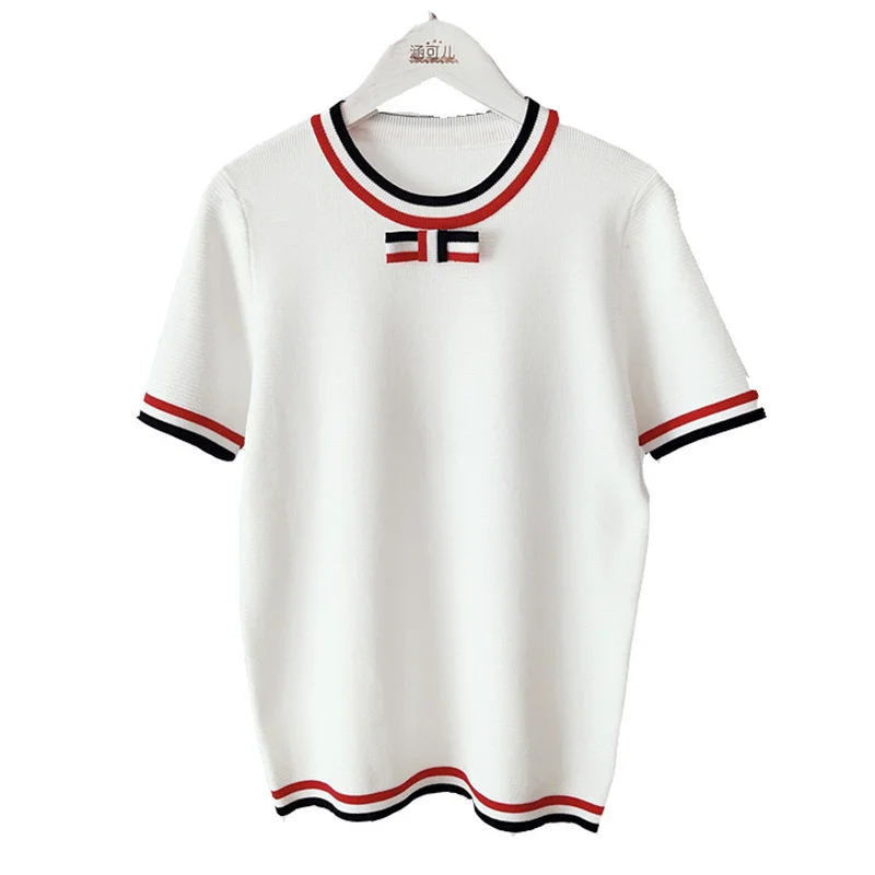 2019 summer women's new short-sleeved head ice silk hit color round neck casual wild t shirt good quality tops tees
2019 summer women's new short-sleeved head ice silk hit color round neck casual wild t shirt good quality tops tees