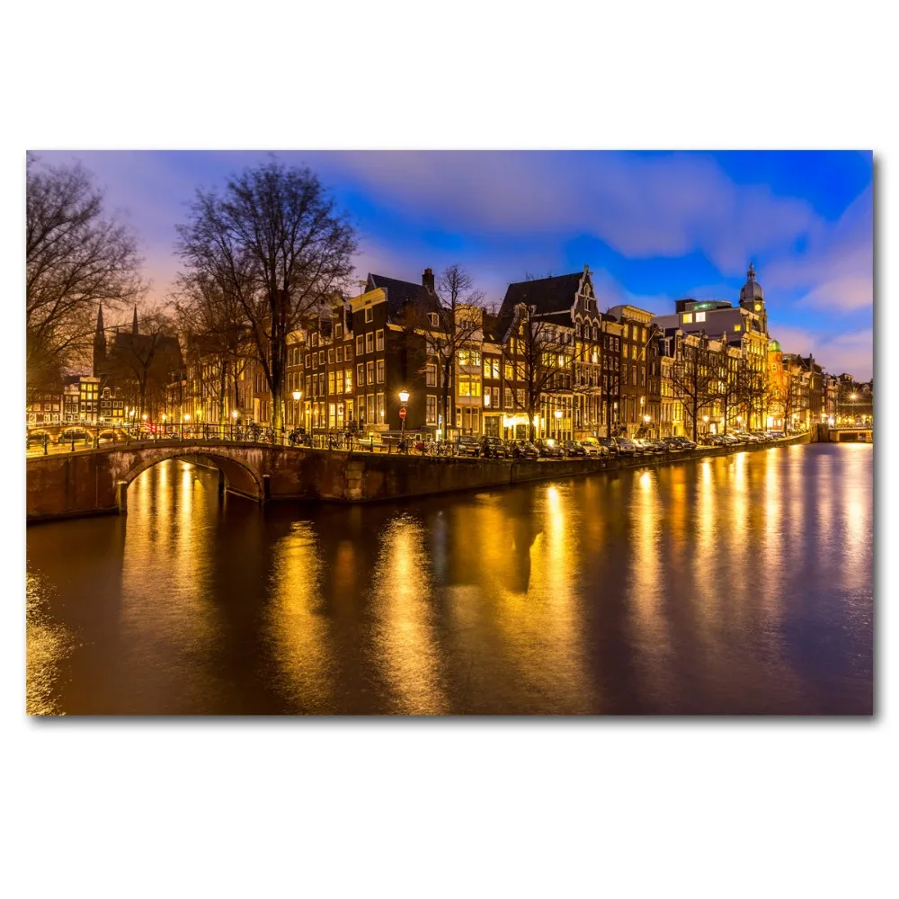 Posters and Prints Amsterdam Canal City Netherlands Night landscape Picture Canvas Art Painting For Home Room Decor
Posters and Prints Amsterdam Canal City Netherlands Night landscape Picture Canvas Art Painting For Home Room Decor